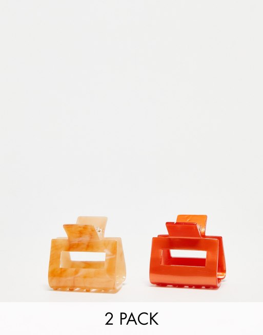 South Beach resin printed claw clip in orange