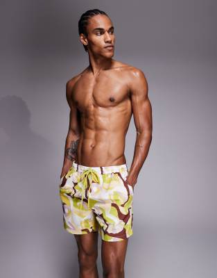 South Beach Retro Geo Print Swim Shorts In Multi