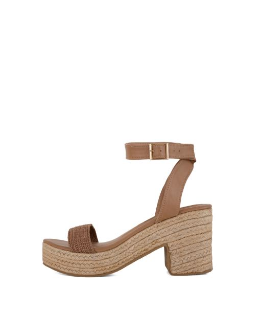 South Beach Retro platform espadrille heel 85mm in tan