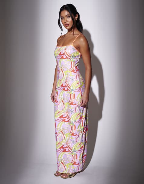 South Beach Retro printed sequin maxi dress in multi - view 1