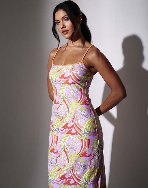 South Beach Retro printed sequin maxi dress in multi, 2 of 4