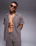 [South Beach] South Beach revere knitted beach shirt in light brown S Light brown