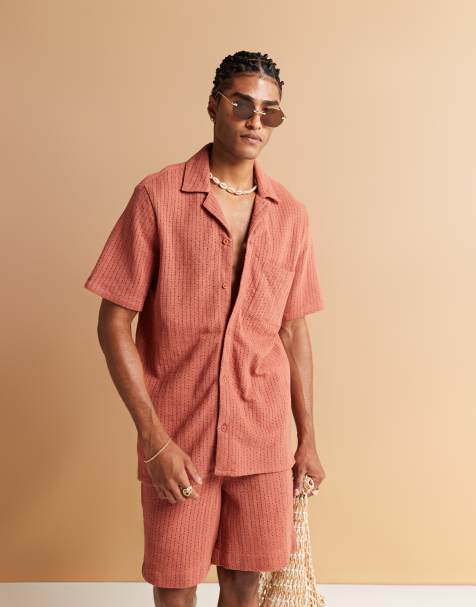 South Beach revere knitted beach shirt in rust - view 1
