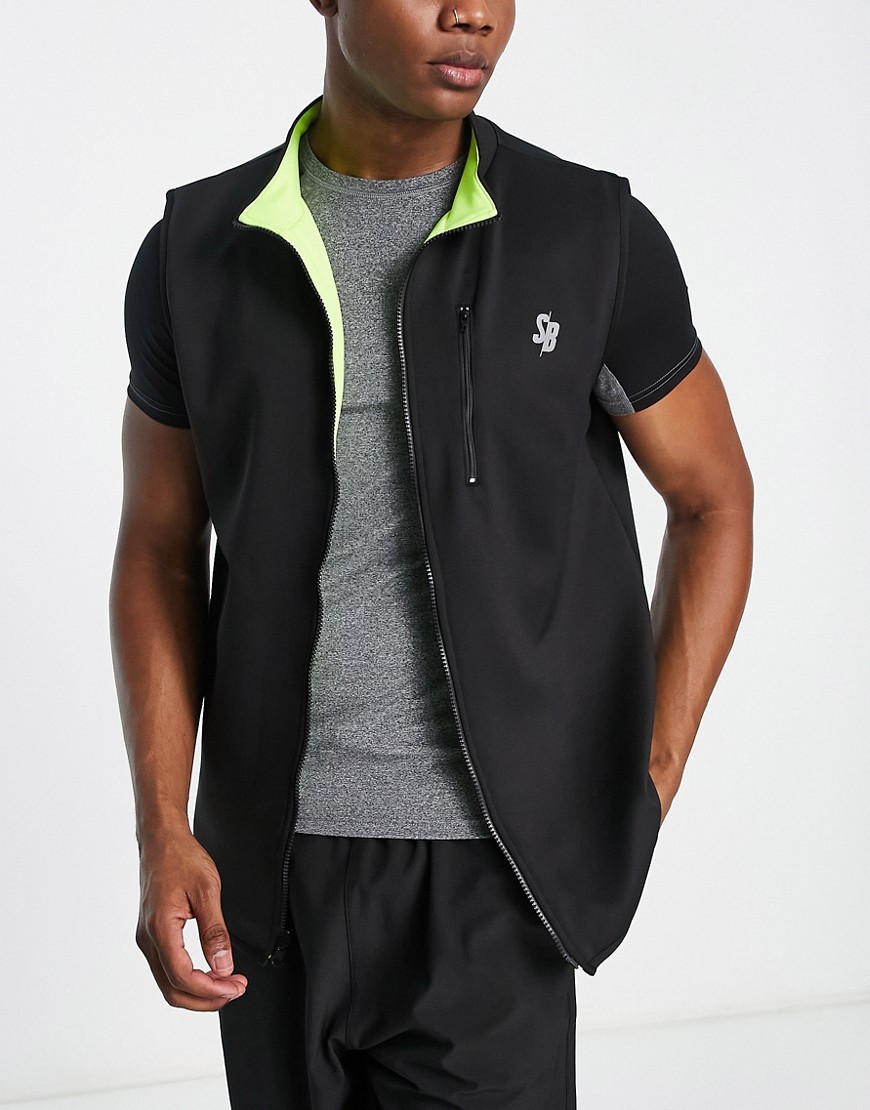 South Beach reversible gilet in black and neon