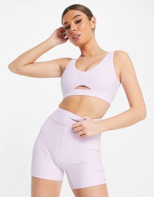 Sports Bra & Ribbed Shorts Matching Set