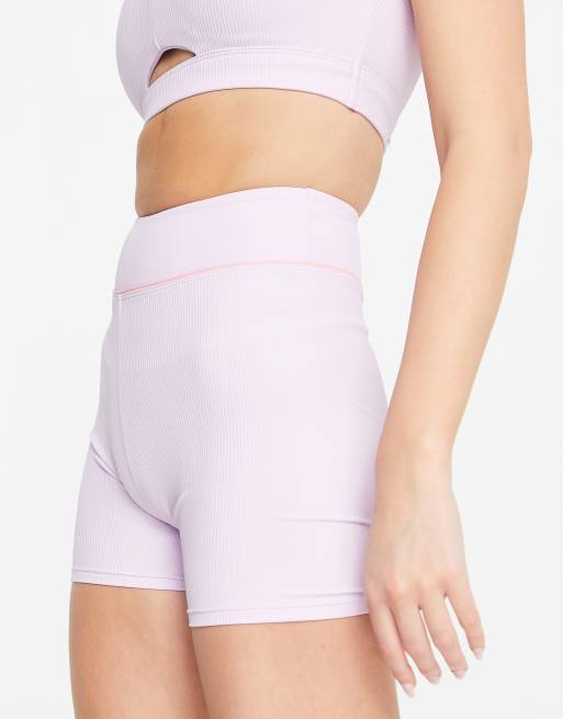 South Beach rib legging shorts in lilac , 3 of 4