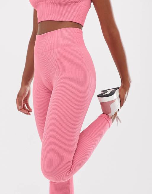 South Beach rib seamless leggings in pink