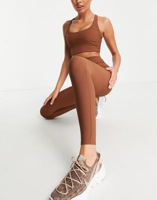 South Beach ribbed high waisted leggings in chocolate brown
