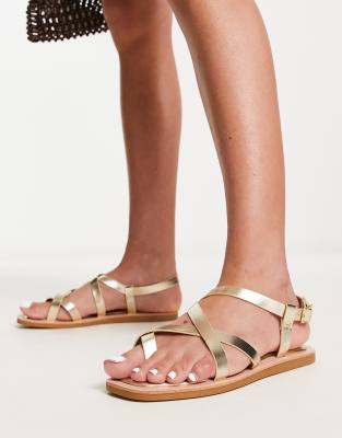 South Beach - Riemchensandalen mit gepolsterter Sohle in der Farbe Gold-Goldfarben