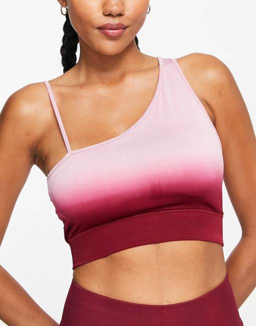 South Beach – Rosa, asymmetrisk sportbehå i seamless design med ombrefärgning