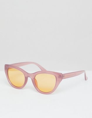 South Beach – Rosa solglasögon i cateye-modell med orangefärgade glas