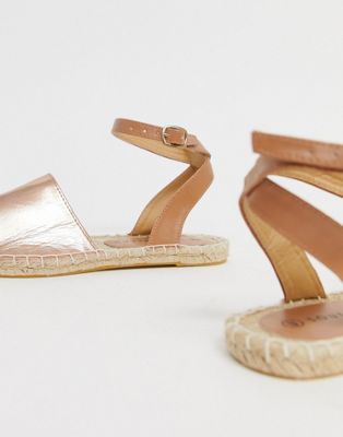 espadrille sandals rose gold