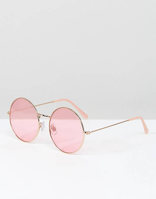 South Beach Rose Gold Round Glasses with Pink Tinted Lens