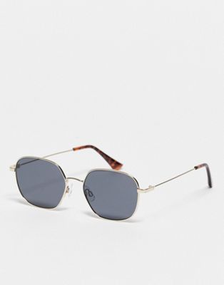 South Beach round metal sunglasses with dark tint in gold