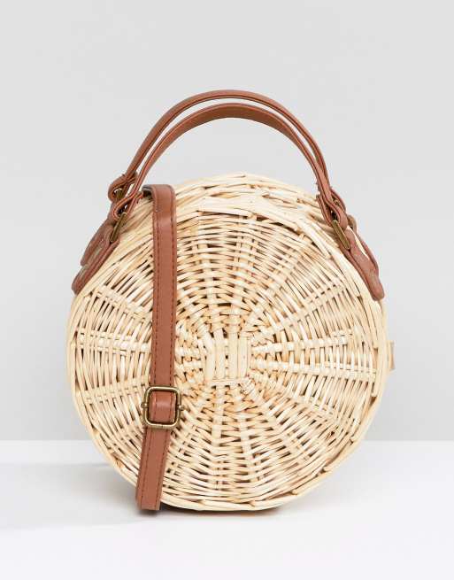 South Beach Exclusive large round straw bag