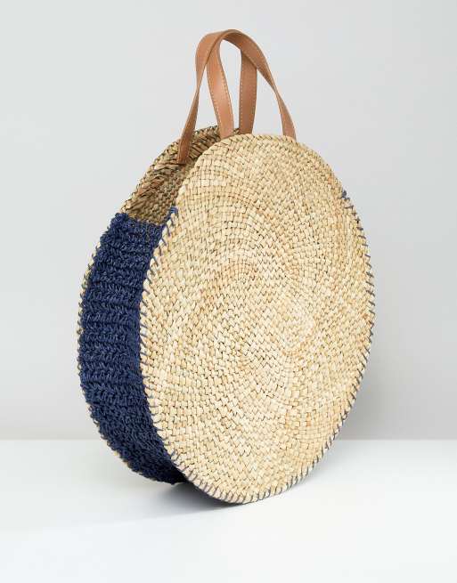 South Beach Round Straw Tote Bag ASOS