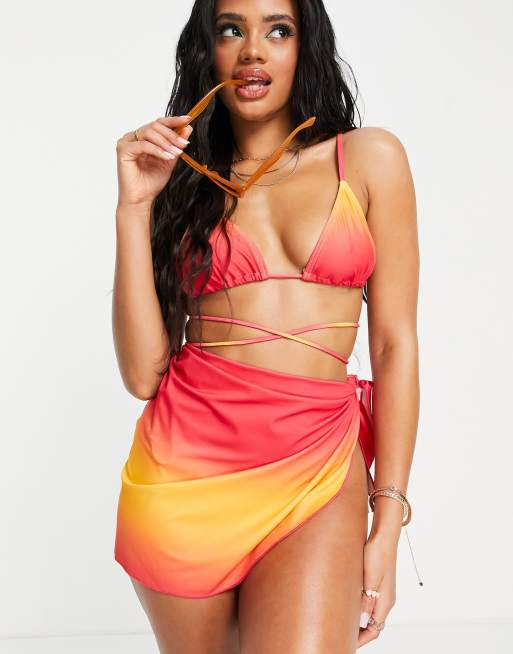 South Beach – Różowy sarong plażowy z efektem ombre 