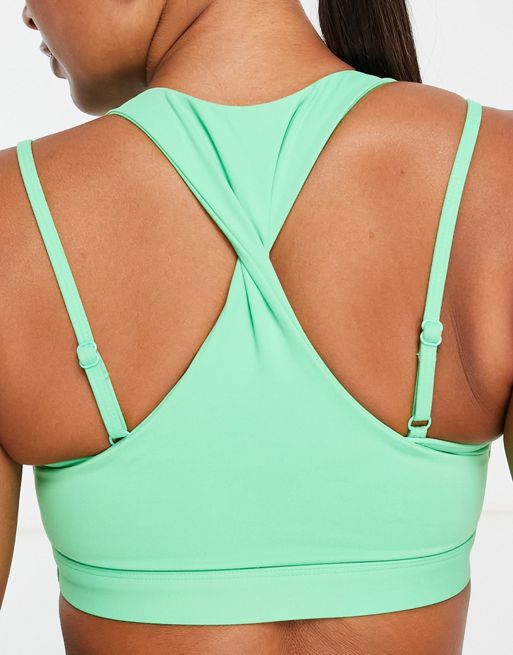 Ruched Front Strappy Twisted Back Sports Bra In LIGHT PINK