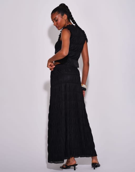 South Beach Ruched frill short sleeve  top in black, 4 of 4