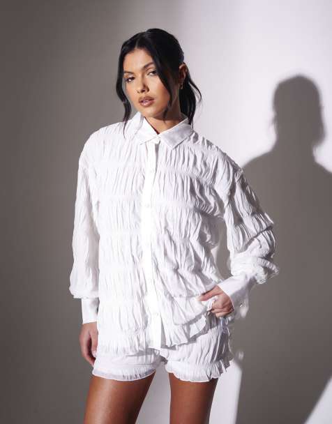 South Beach Ruched long sleeve shirt in white - view 1