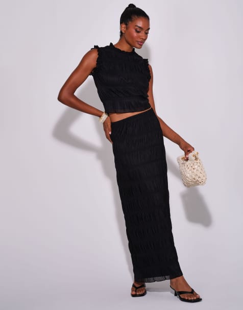 South Beach Ruched maxi skirt in black - view 1