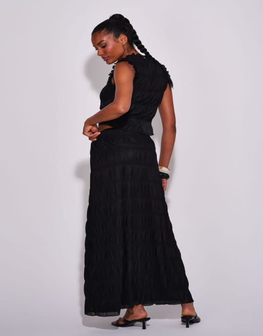 South Beach Ruched maxi skirt in black, 4 of 4