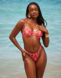 [South Beach] South Beach ruched side bikini bottom in tropical flower red-Multi 16 Multi