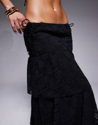 South Beach Ruffle Lace Midi Beach Skirt