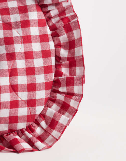 South Beach ruffle shoulder bag in red gingham , 4 of 4