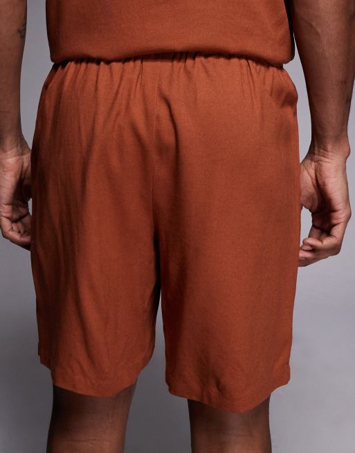 South Beach - Rustfarvede shorts i hør, 5 af 5