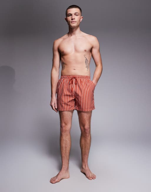 South Beach - Rustrøde badeshorts med striber, 2 af 5