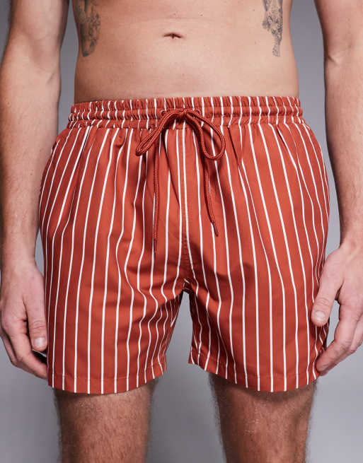 South Beach - Rustrøde badeshorts med striber, 4 af 5
