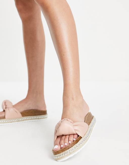 South Beach - Sandalen met gewatteerde knoop in beigeroze, 2 van 4