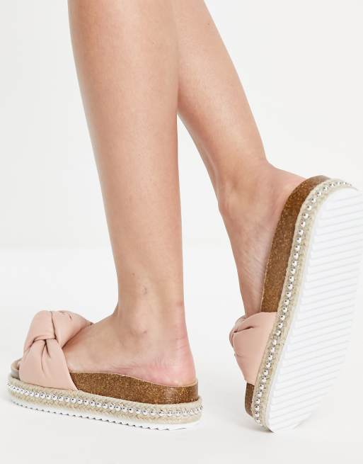 South Beach - Sandalen met gewatteerde knoop in beigeroze, 3 van 4