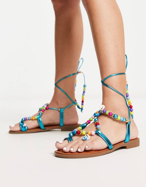 experimenteel BES weefgetouw South Beach - Sandalen met kralen in multi | ASOS