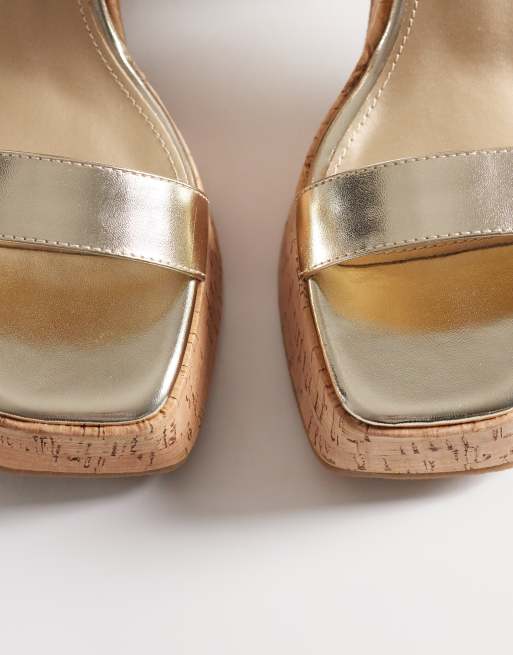 South Beach - Sandalen met sleehak en dubbele gesp in goud, 2 van 4