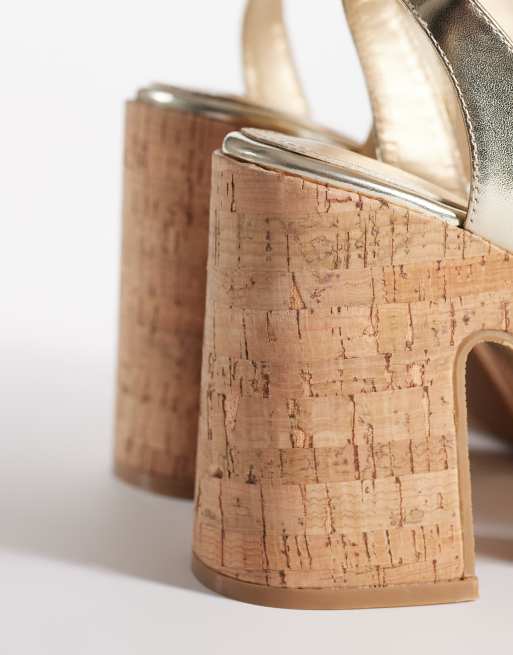 South Beach - Sandalen met sleehak en dubbele gesp in goud, 3 van 4