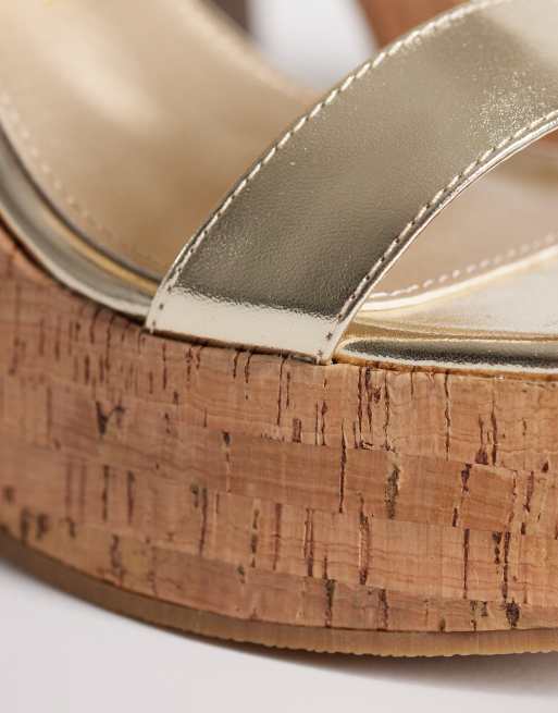 South Beach - Sandalen met sleehak en dubbele gesp in goud, 4 van 4