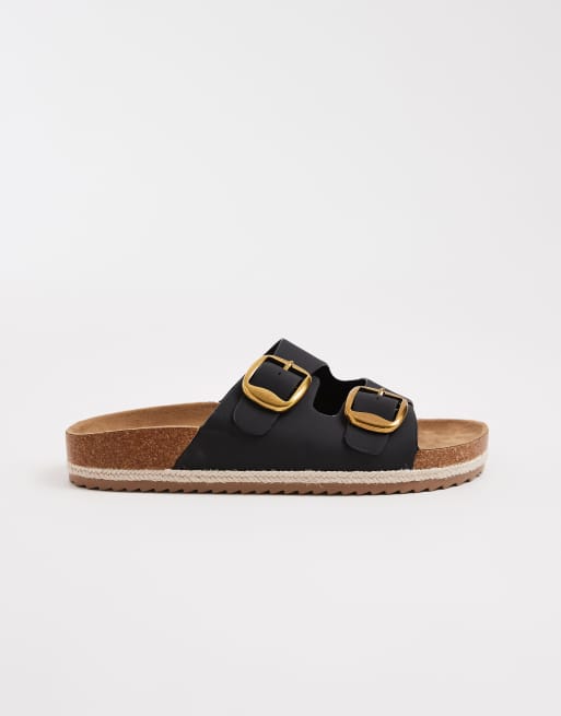 South Beach - Sandalen van suède met dubbele gesp in zwart, 2 van 4