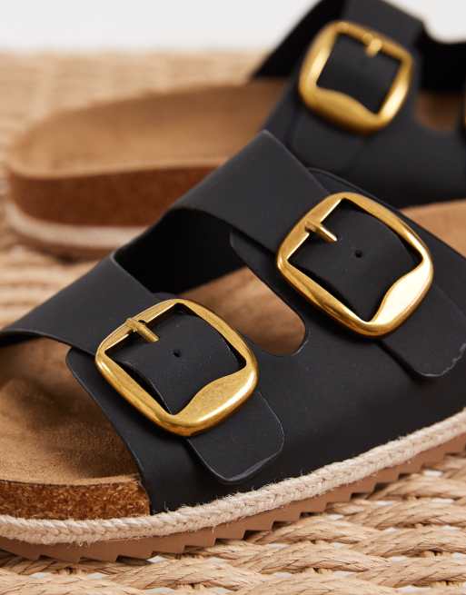 South Beach - Sandalen van suède met dubbele gesp in zwart, 3 van 4