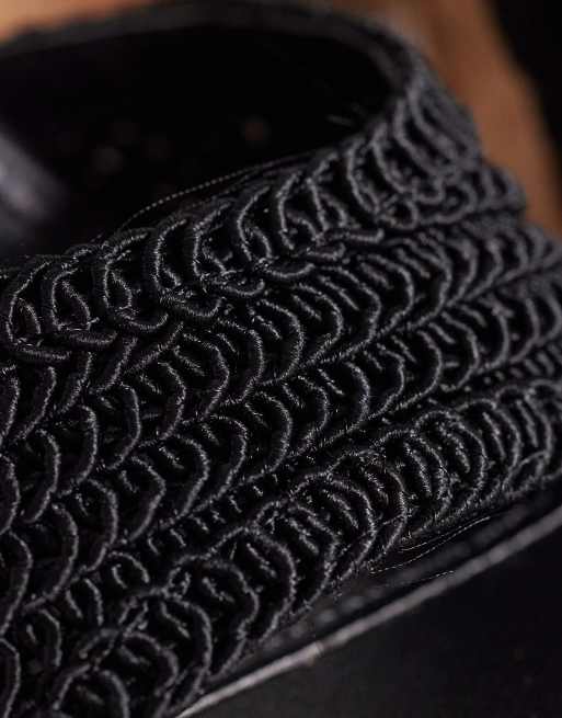 South Beach - Sandales à talon en liège et crochet - Noir, 3 de 4