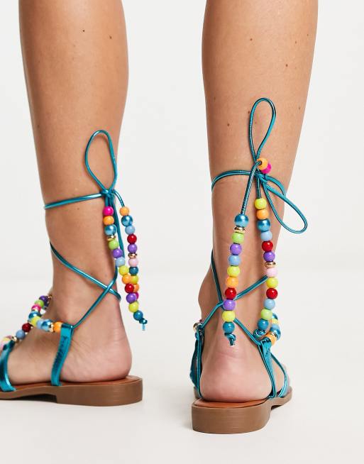 South Beach Sandales orn es de perles Multicolore