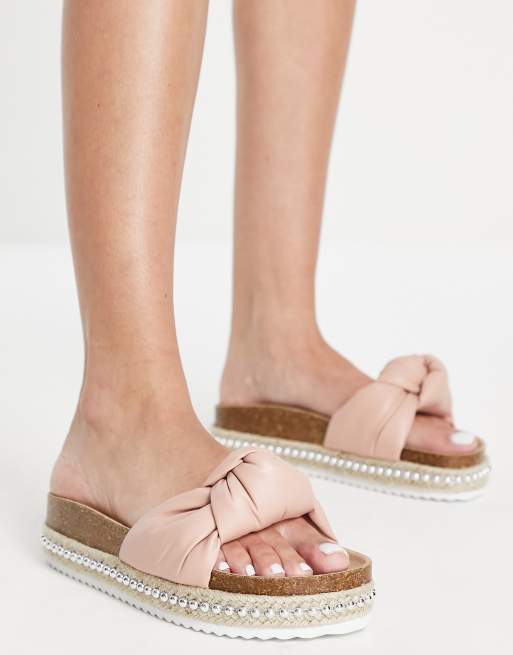 South Beach sandals with padded knot in blush ASOS