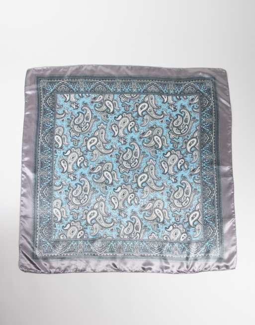 South Beach – Satin-Kopftuch in Blau mit Paisleymuster , 3 von 3