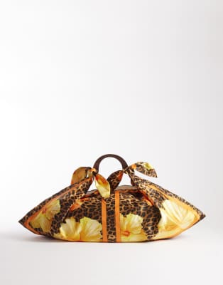 South Beach scarf printed satin bag in animal print