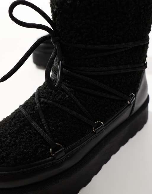 South Beach – Schnürstiefel in Schwarz mit Plateausohle und niedrigem Schaft, 3 von 4