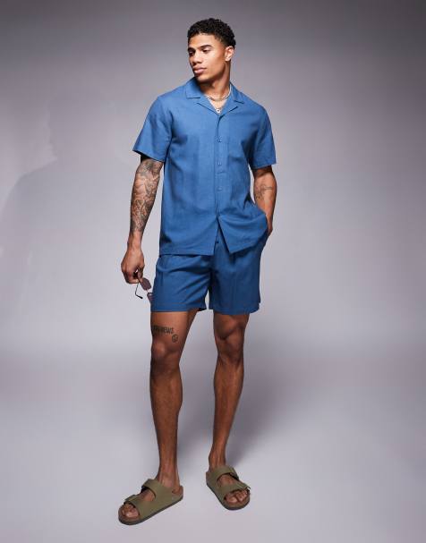 South Beach drawstring beach shorts in navy blue