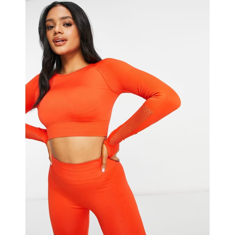 Red fishnet long sleeve top hotsell
