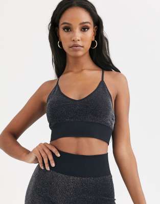 South Beach seamless glitter sports bra in grey