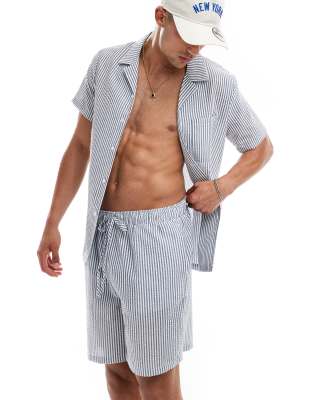 South Beach South Beach seersucker beach shirt co-ord in navy